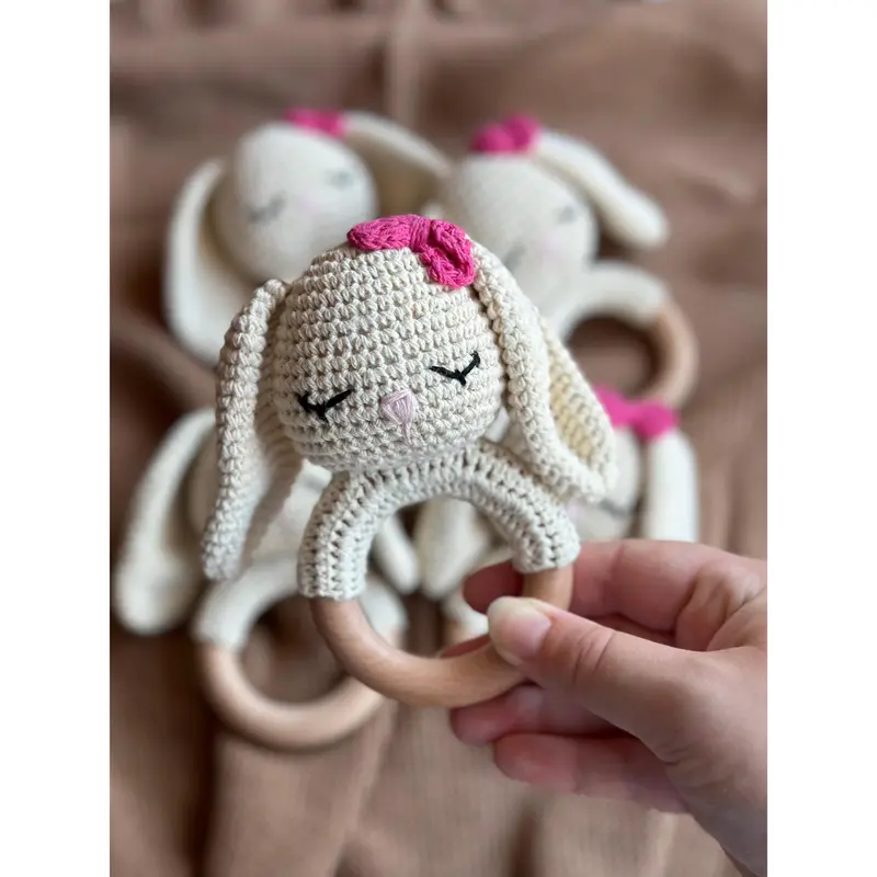 Knitted Animal Baby Rattle 1