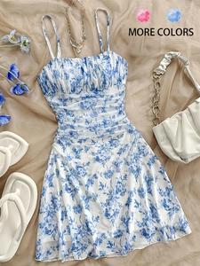 Women's Floral Print Cami Dress, Boho Elegant Fashion Casual Sleeveless Spaghetti Strap A Line Dress for Party Dating Wear, Ladies Dress for Summer, Womenswear, Dresses for Summer