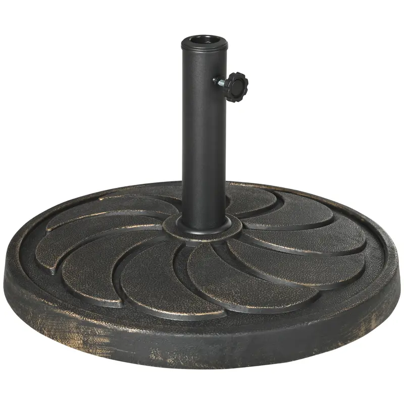 Outsunny 18kg Resin Garden Parasol Base, Round Outdoor Market Umbrella Stand Weight for Poles of 38mm to 48mm, Bronze 0