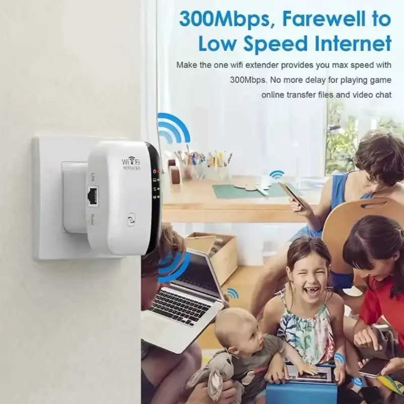 E&I    1pcs UK Plug WiFi Extender with Ethernet Port - 2.4GHz, 300Mbps WiFi Booster, Supports Repeater/Router/AP Mode & WPS, One - Tap Setup, Compatible with All Network Routers 2