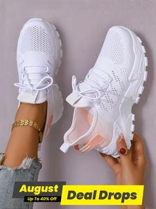 Women's Fashionable Lace Up Low Top Sneakers, Casual Comfortable Breathable Sports Athletic Running Shoes, All-match Basic Shoes for Daily Wear