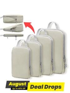Durable Fabric Compression Lightweight Packing Cubes for Suitcases, Travel Organization Pouch, Travel Essentials Carryall 2025, Light Travel Suitcase Organizer Bags Set, with Shoe Bag, Expandable Packing Luggage Organizer Bags, Space-saving Accessories