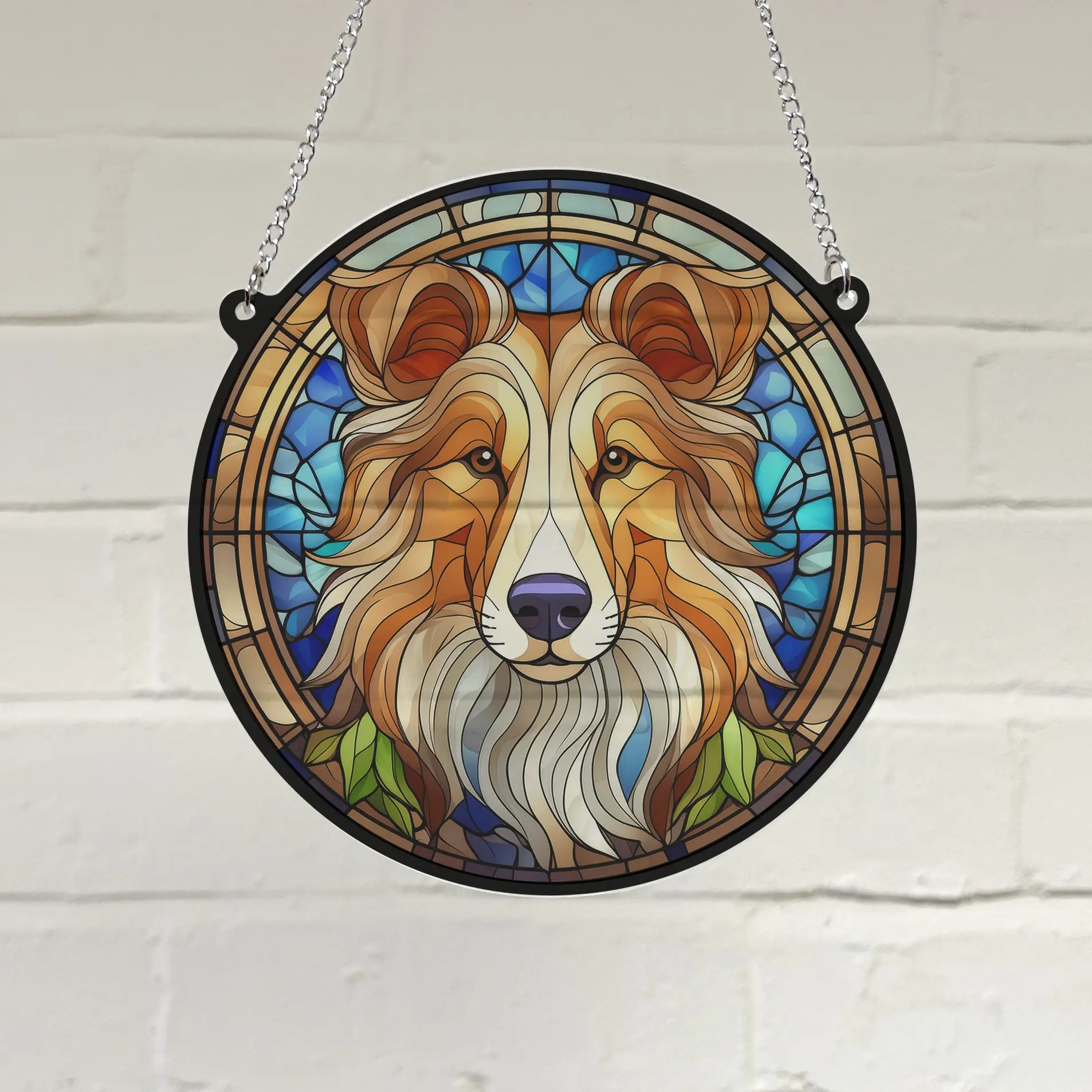 Rough Collie Stained Glass Effect Suncatcher