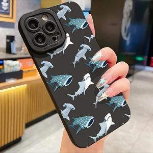 Shark Pattern Phone Case, Anti-drop Cellphone Protective Case, Total Protective Shockproof Mobile Phone Cover for iPhone 11 12 13 14 15 16 Pro Max/Pro/Plus