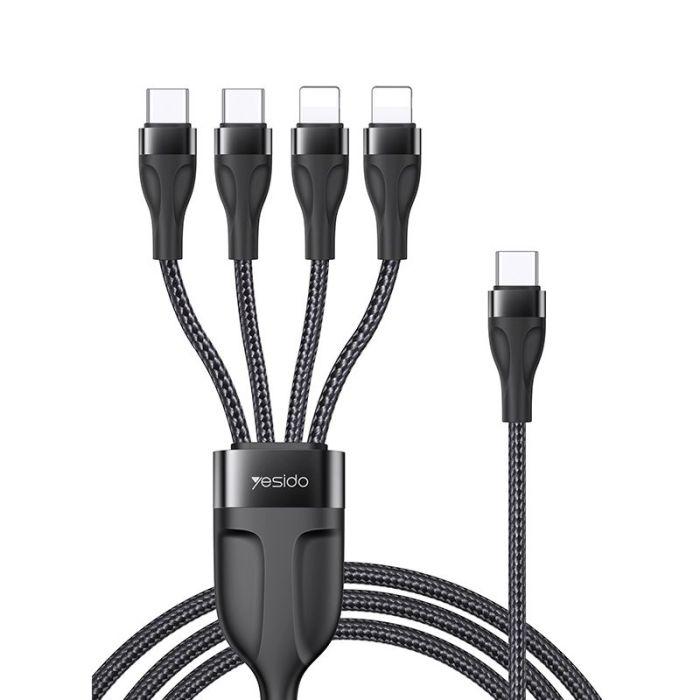 Product Introduction of CA110 4 in 1 Charging Data Cable | Type-C to 2 TC + 2 IP Mobile Phone Charging Cable 0