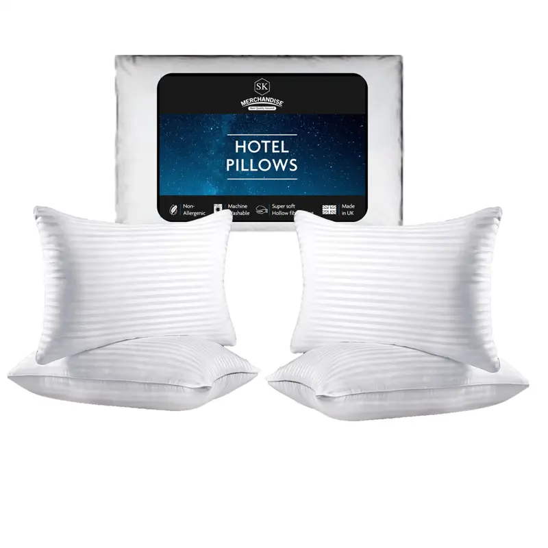 Hollowfibre Stripe Pillows Extra Filled Bounce Back Egyptian Stripe Pillows Supereme Quality Filling 1