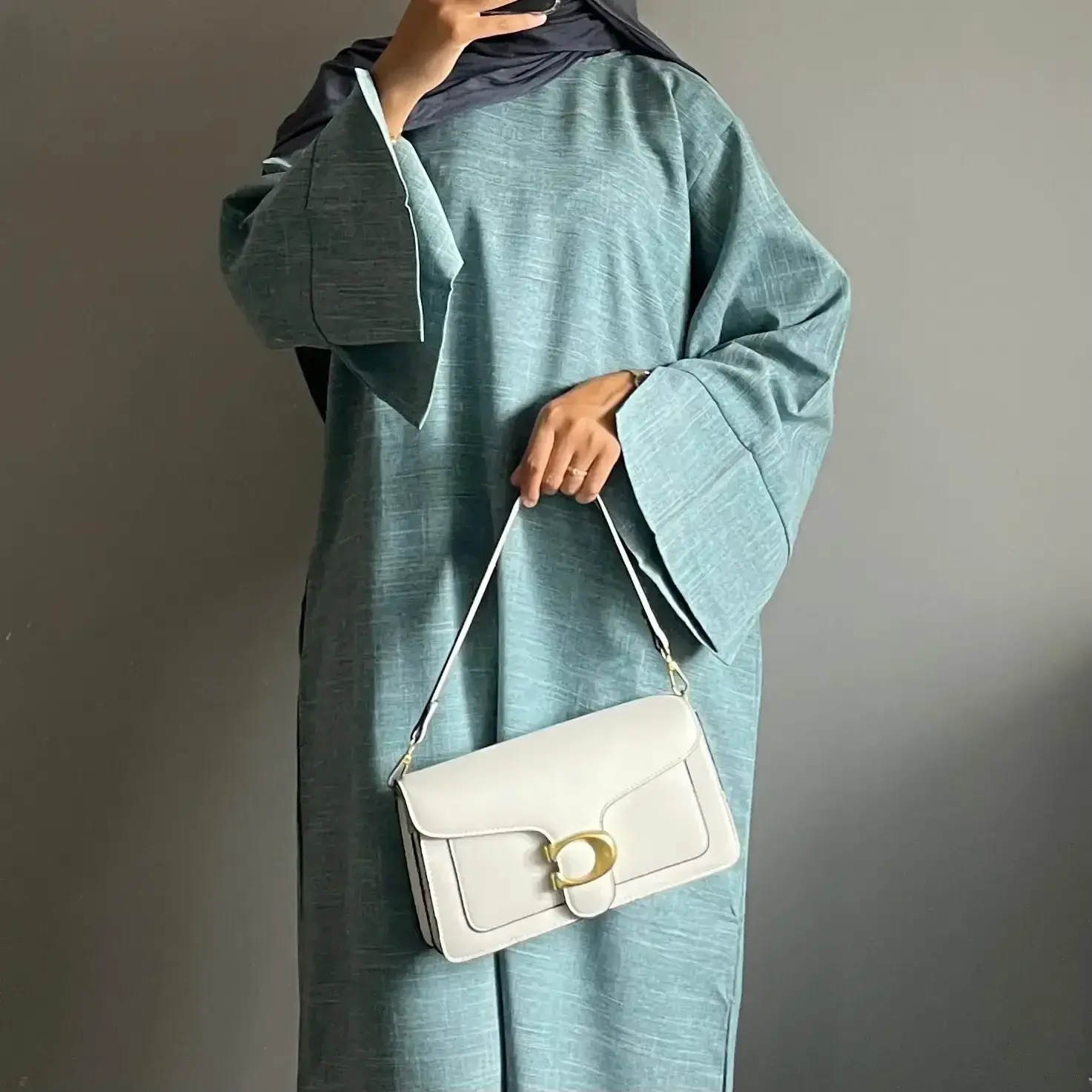 Plain Linen Closed Abaya Dubai Luxury Muslim Hijab Dress Turkey Casual African Dresses Abayas for Women Ramadan Eid Islam Kaftan