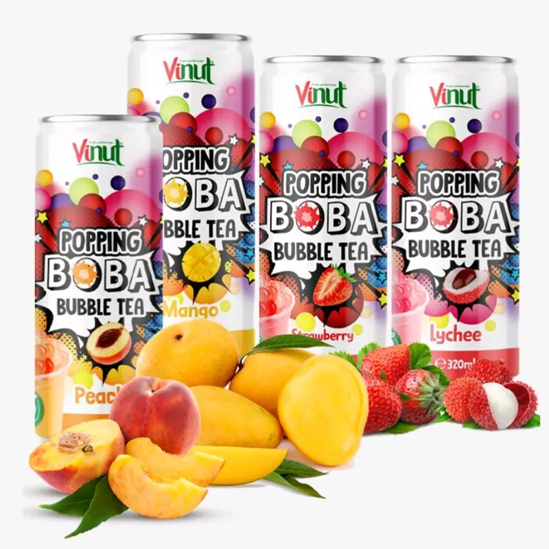 ViNut Popping Boba Bubble Tea Varieties! - 24 x 320ml Cans - Fun Flavoured Beverage Drinks 1