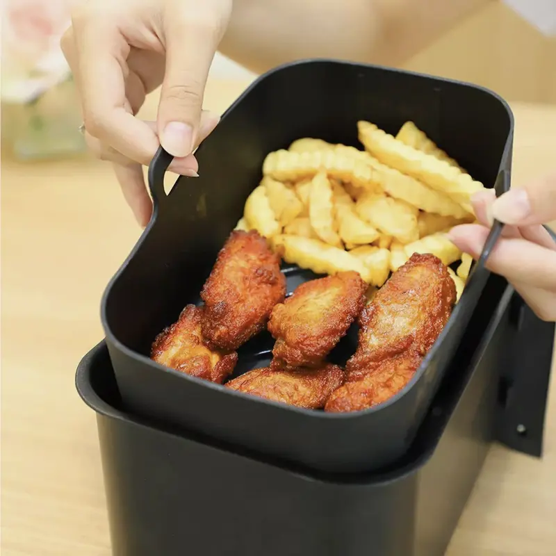 2 PCS Air Fryer Silica Gel Baking Pan Dual Basket Liner Handle baking oven New 7