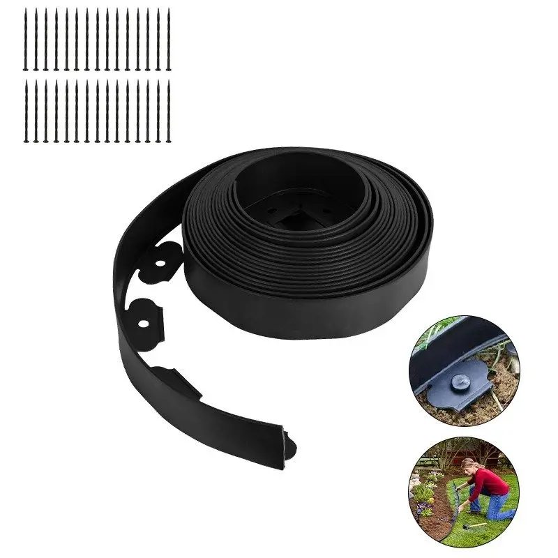 10 Metre Flexible Garden Border Grass Lawn Path Edging with Pegs – Black, Weather-Resistant, Customizable Landscaping 6