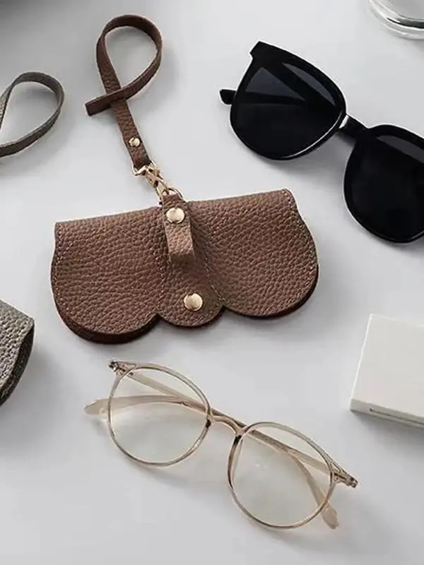 Summer cute lady sunglasses protective case, plain artificial leather design, high-quality glasses case, luxurious sunglasses bag, creative and fashionable portable glasses case 1