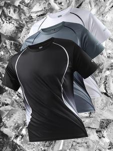 Men's Tee, Quick Drying Breathable Short Sleeve T-shirt for Summer, Casual Men's Top for Gym Workout Running