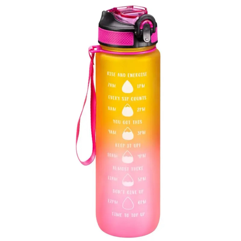 Tracker Water Bottle for Fitness and Outdoor Activities-yellow &pink