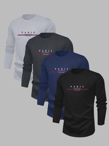 Men's Letter Print Round Neck Sweatshirt, Casual Fashion Long Sleeve Pullover for Spring & Fall, Men's Top for Daily Wear