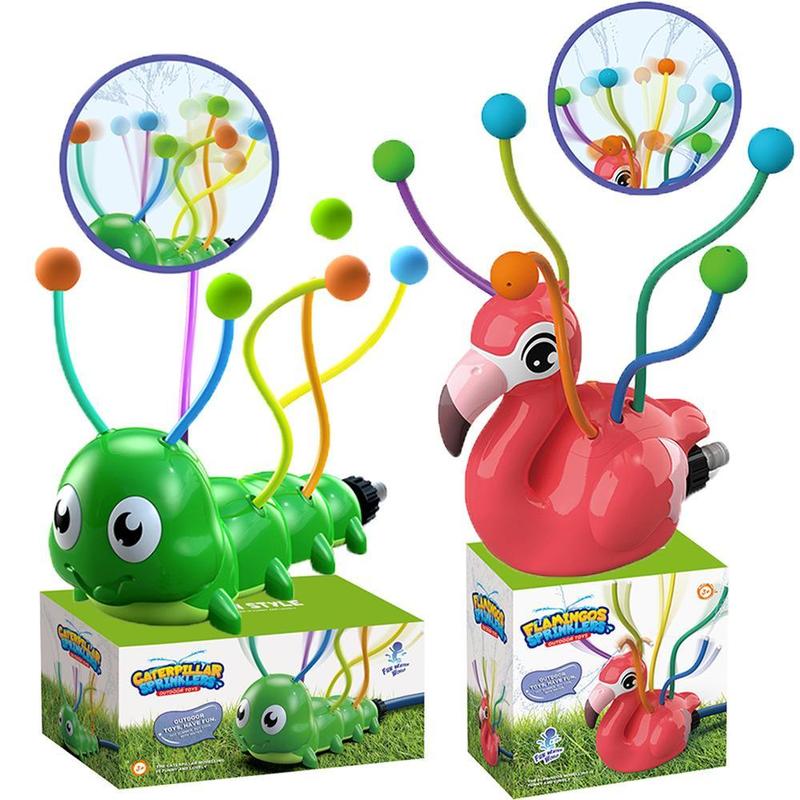 Product Introduction of New Summer Outdoor Flame Bird Caterpillar Sprinkler Animal Rotation Swinging Sprinkler Lawn Water Playing Children's Toy 1