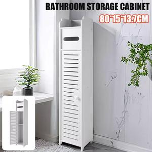 Waterproof White Bathroom Cabinet - Free Standing Floor Storage Unit for Bathroom Organization