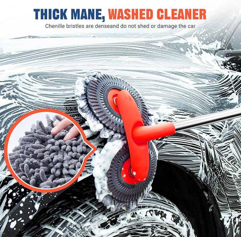 Microfiber Car Wash Mop Kit with 4 Replacement Heads for Exterior Cleaning - Telescopic Brush for Car Van SUV Truck 8