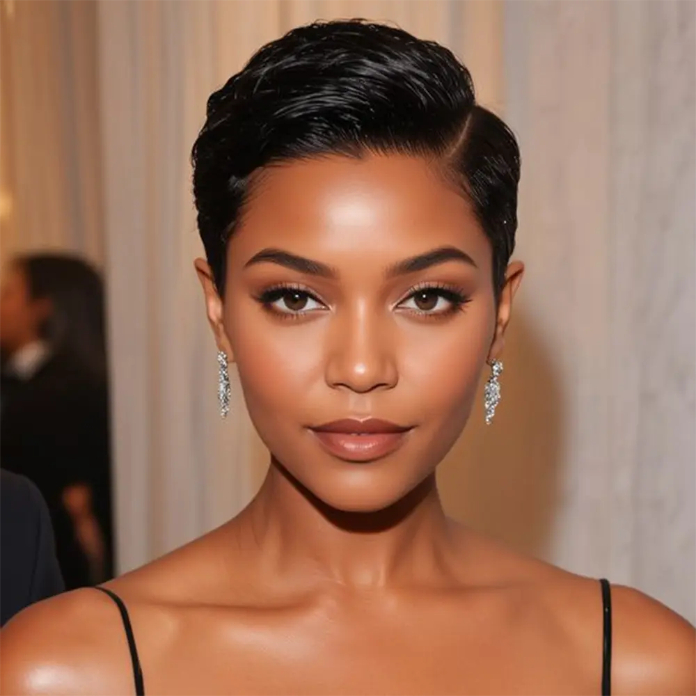Short Black Pixie Cut Straight Wigs 13x6x1 T Part Lace Front Remy Human Hair Wigs Natural Color Brazilian Human Hair For Women