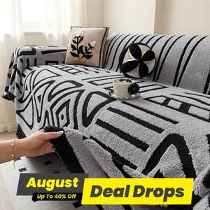 Geometric Pattern Jacquard Couch Covers, 1 Count Soft Comfortable Sofa Slipcover, Stretch Sofa Cover Elastic Furniture Protector, Dustproof Sofa Protector for Home Office, Couch Covers, Fashion Couch Protector, Dustproof Sofa Pad for Durable Cushions