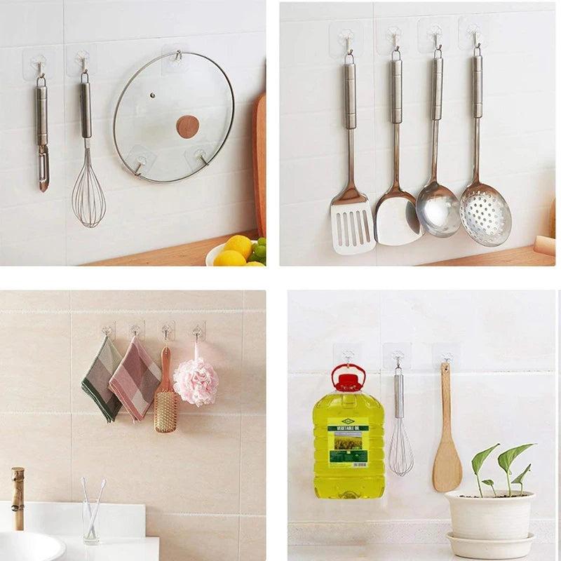 🔑 10/20Pcs Transparent Self-Adhesive Wall Hooks – Strong Suction Cup Hangers for Kitchen & Bathroom 3