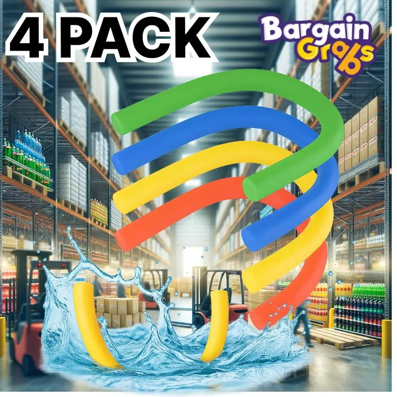 4 x Pool Noodle Woggles Red, Yellow, Green & Blue Approx 150cm x 6cm – Floatation Aid, Kids Swim Training, Water Games, Summer Pool Toy 2