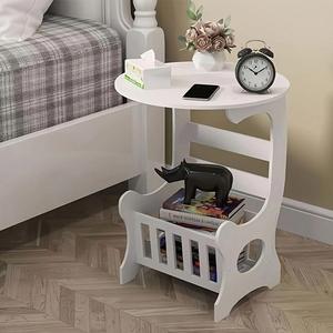 Modern Simple Bedside Table, Multifunctional Bedside Table with Storage Shelf, Innovative Mini Round Bedside Table, Suitable for Living Room
