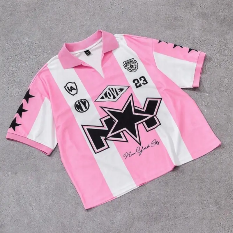 Men's Sport Jersey Streetwear with Wide Stripe Color-Block