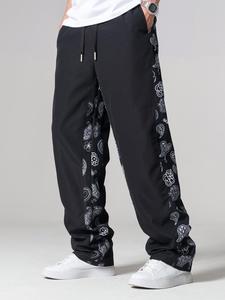 Men's Paisley Print Pocket Drawstring Waist Straight Leg Cargo Pants, Regular Fit Casual Comfy Woven Bottoms for Daily Wear, Men's Bottoms for All Seasons