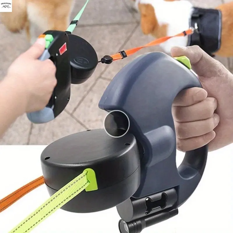ORACEGRA     1 Set of 3m Flexible Double Retractable Dog Leashes. Ideal for Outdoor Adventures and Travel with Your Furry Friends, These Leashes Offer Convenience and Control. 0