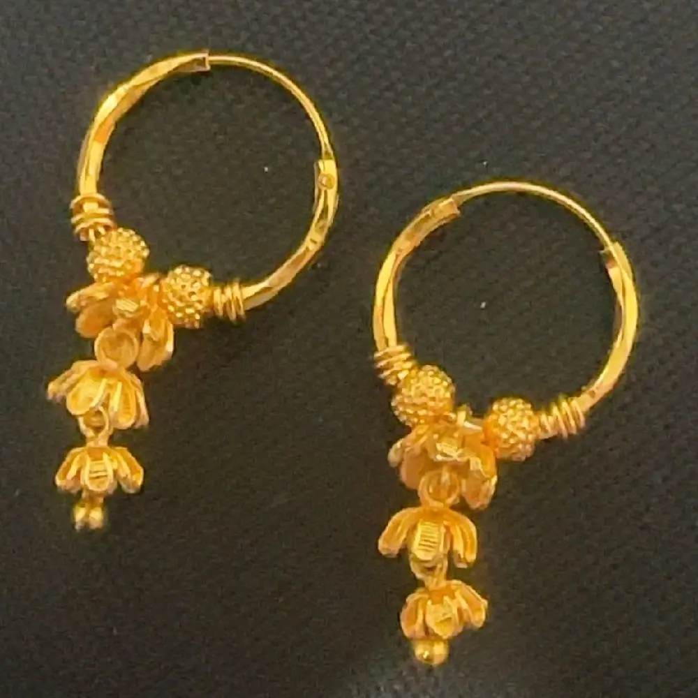 Gold Plated Earrings Hoops Floral Design-New Design For Women Earrings Accessories