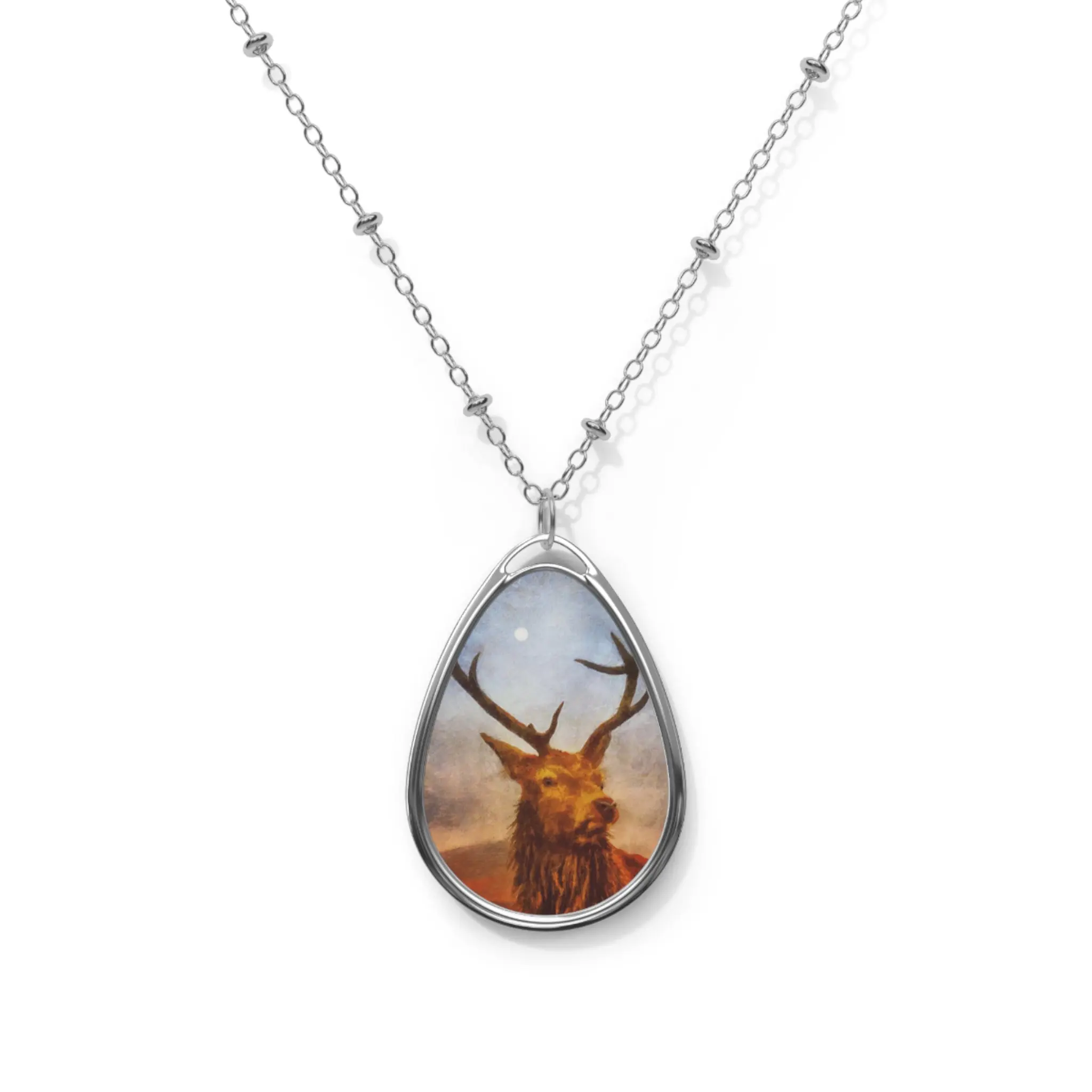 A Moonlit Highland Stag Art Necklace