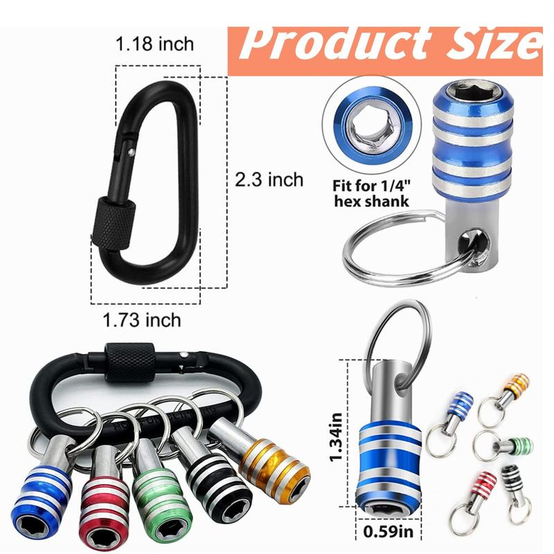 Key Chain Hex Quick Release Bit Holders 1/4 Inch easy change holders 6pcs 2