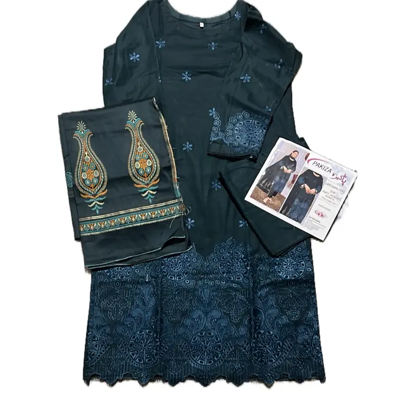 3pc lawn bana Dora chikankari suit with jacquard dupatta size medium