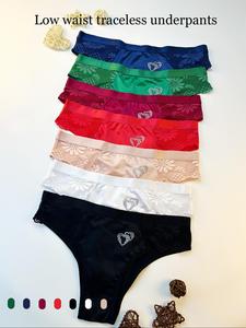 7 pieces lace splicing women's panties, seamless women's panties, comfortable and breathable panties, women's thong, printed panties 7 colors, suitable for all seasons, ideal daily wear panties, enhance your comfort and style, Seamless Panties Set