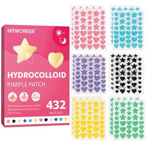 432 pieces/box of star and heart-shaped premium water-based acne patches, covering acne and blemishes, suitable for all skin types of facial skincare products