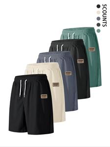 Men's Letter Patched Corduroy Shorts, Casual Comfy Shorts for Daily Wear, Men's Bottoms for All Seasons
