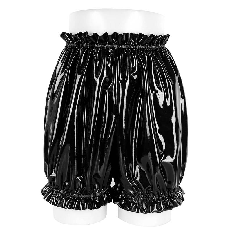 Women's Patent Leather Ruffled Boxer Shorts – Clubwear, Party, Cosplay Outfit 1
