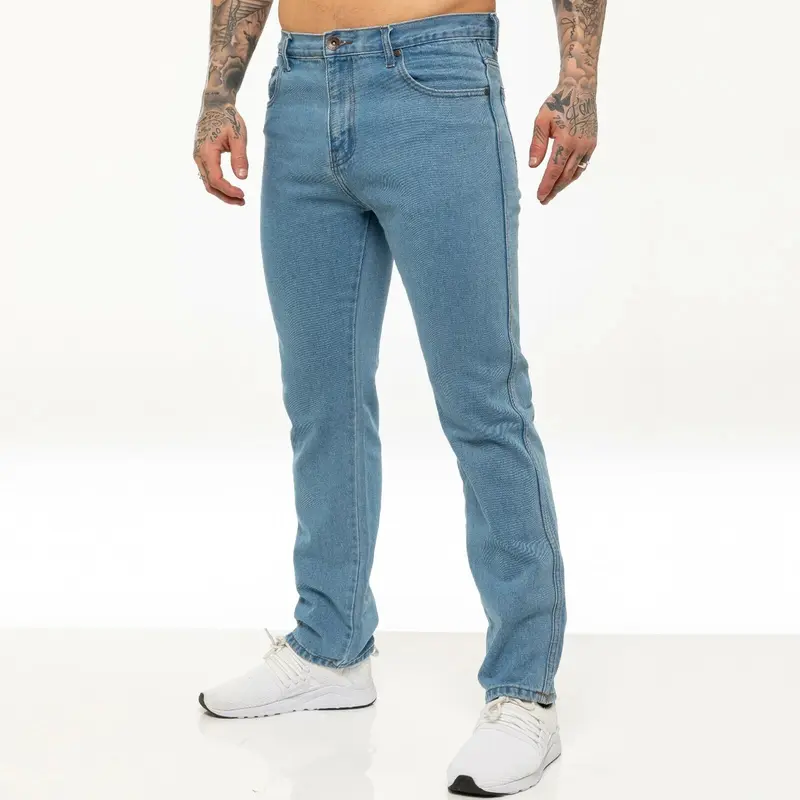 Mens Denim Jeans Straight Leg Regular Fit Basic Casual Work Heavy duty All Sizes Menswear Pants 3