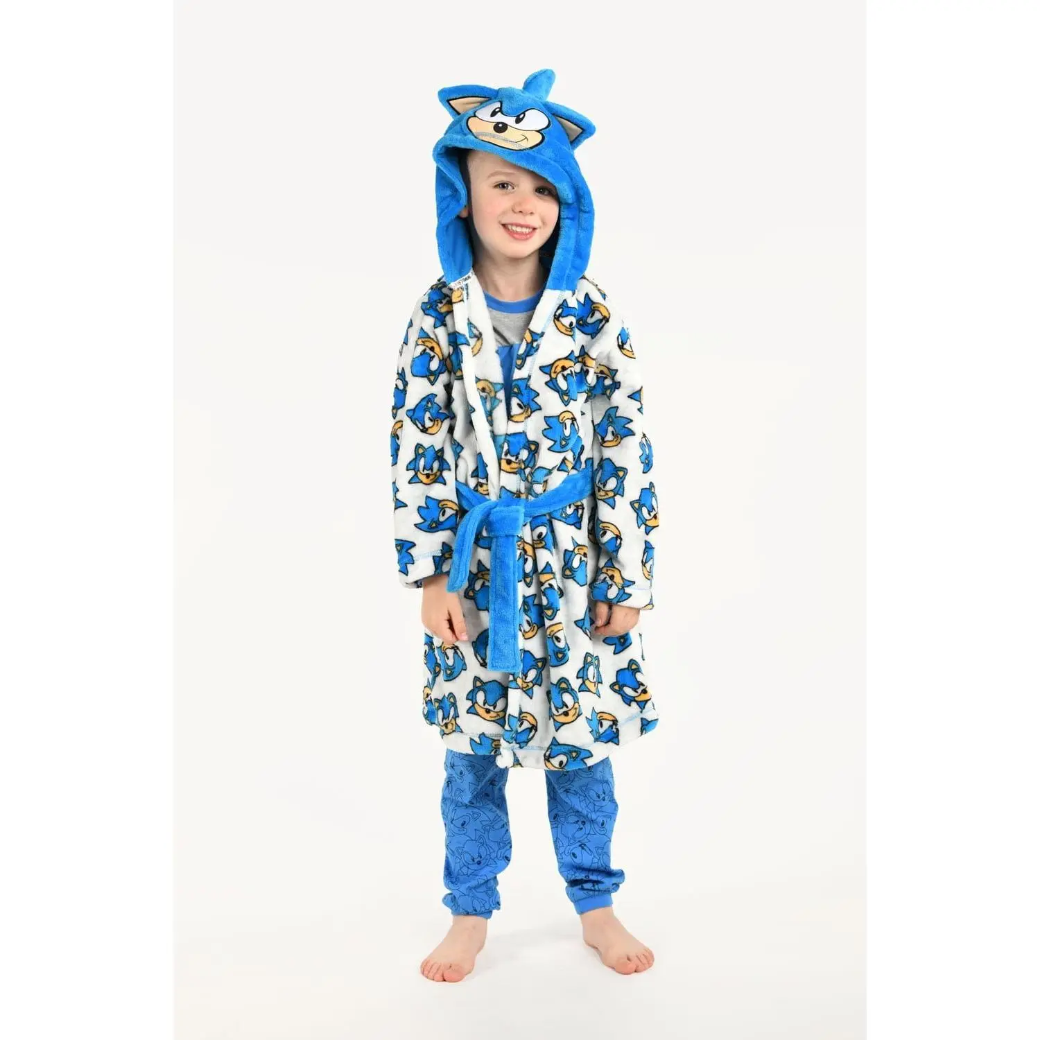 Sonic The Hedgehog Boys Hooded Fleece Dressing Gown