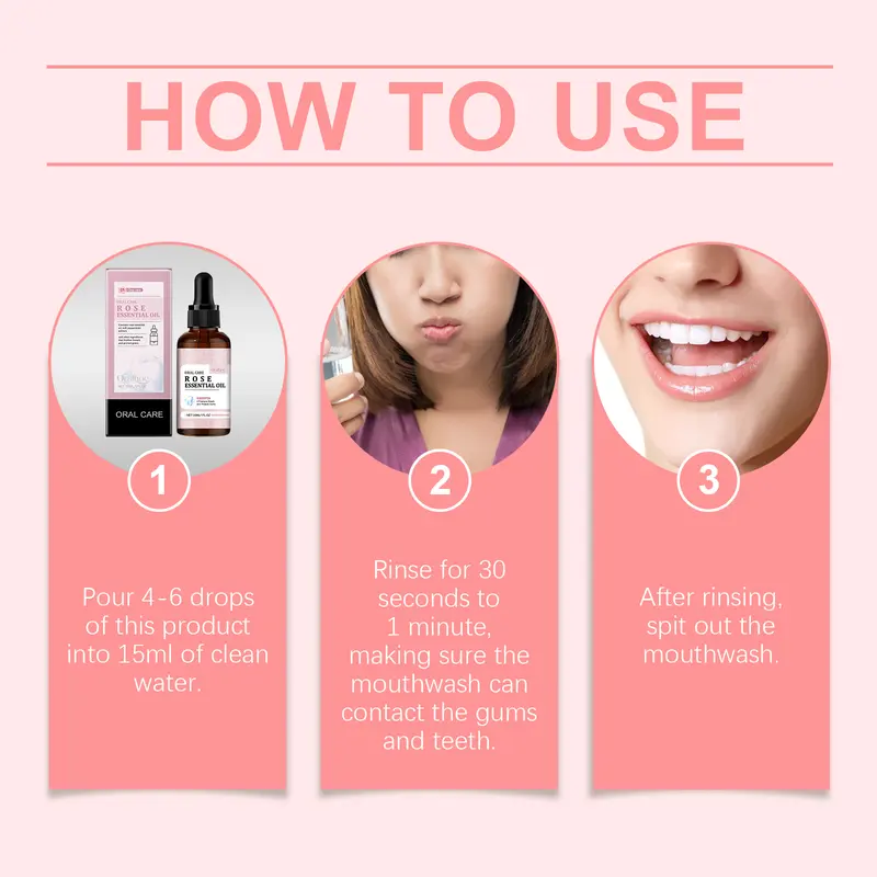 Oralhoe Mouth Rose Mouthwash Oral Hygiene Care Clean Tooth Stains, Gingiva And Freshen Breath 5
