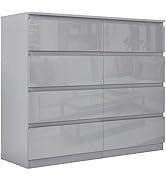 Product Introduction of High Gloss Chest of Drawer, 8 Drawer Bedroom Chest of Drawer Bedside Table Cabinet for Bedroom Living room Furniture, Black, 120W x 40D x 97H cm 18