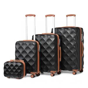 [MissLulu Bags] Bumpy Diamond Design Ultralight ABS and Polycarbonate 20''/24''/28'' Luggage Suitcase with TSA Lock and 13'' Vanity Case - Black and Brown