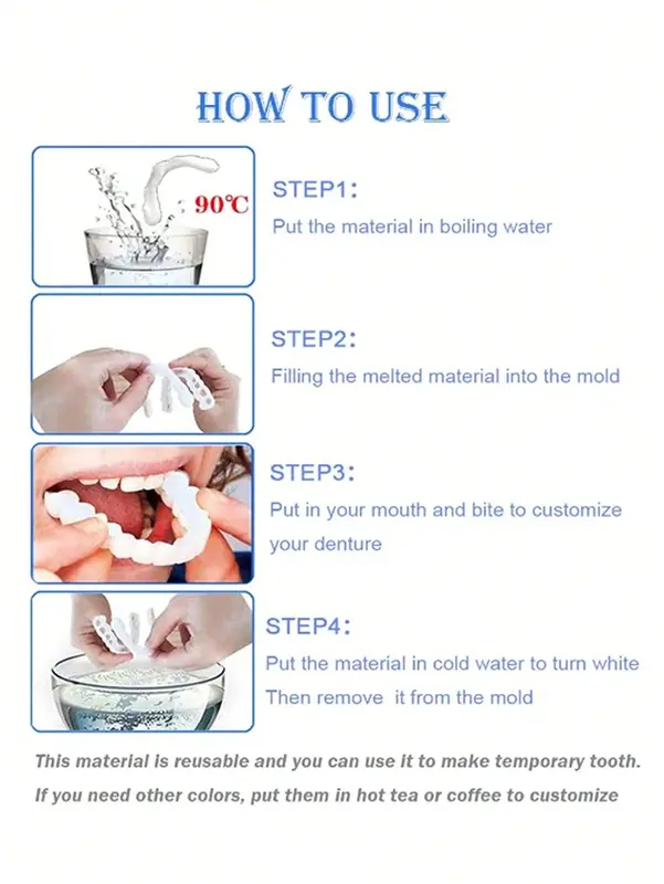 2pcs Fake Cosmetic Teeth (1 Top + 1 Bottom) for Confidence Boost - Perfect for Business Meetings & Charming Smile 2
