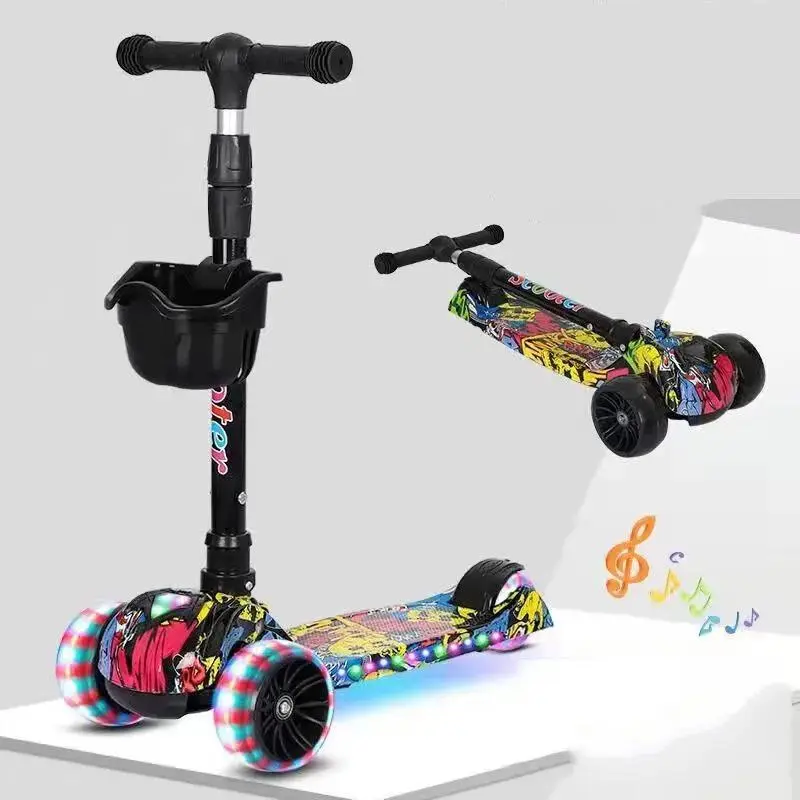 Kids Scooter LED Light Up 3 Wheel Push Child Kick Flashing Adjustable Folding 7