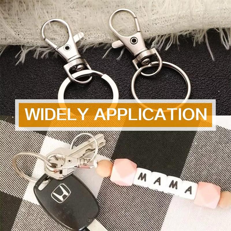 10Pcs Swivel Lobster Clasp Clips Hook Stainless Steel Key Ring Split Keychain UK 4
