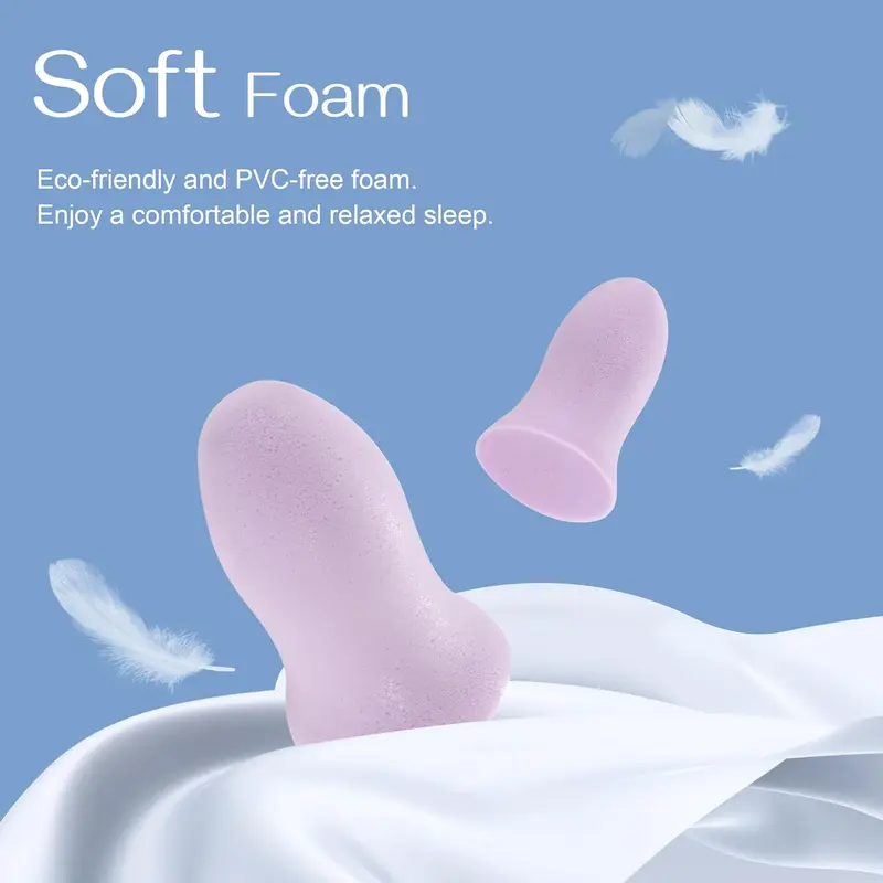 Super Soft Foam Ear Plugs for Sleep, Ergonomic Design, 36dB SNR Noise Cancelling Hypoallergenic Earplugs for Snoring Blocking, Flying, Studying, Work 2