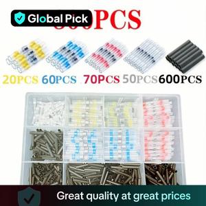 Car Heat Shrink Butt Crimp Terminal Kit, Waterproof Solder Seal Electrical Connectors, Suitable for Automotive & Marine Wiring, Cable Terminal, Durable Reliable Connectors, Terminal Plug Kit, Waterproof Protective Connectors