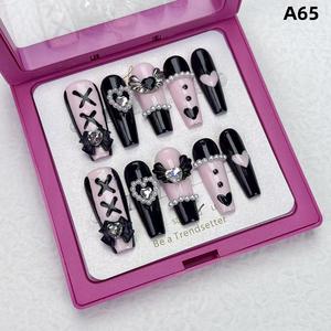 Detachable handcrafted nail art Barbie cute girl hand-painted heart press on nails press  nails miffy  nails miffy  nails short  press  nails