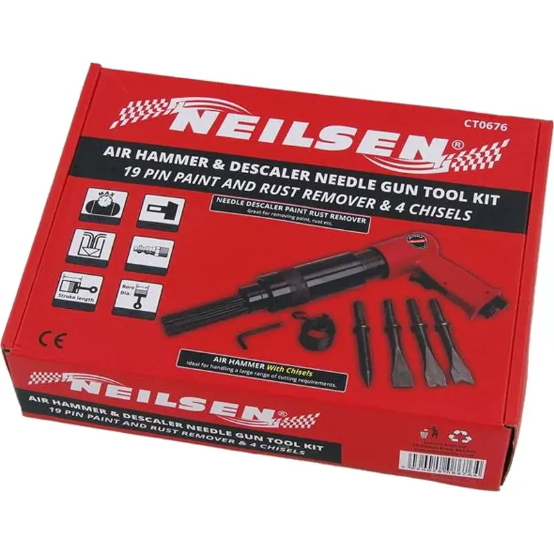 Neilsen Air Hammer Chisel Descaler Needle Gun With 4 Chisels Tool For Compressor 1