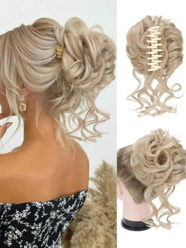 Clip Messy Bun Hair Pieces For Women Wavy Curly Hair Bun Extensions 0